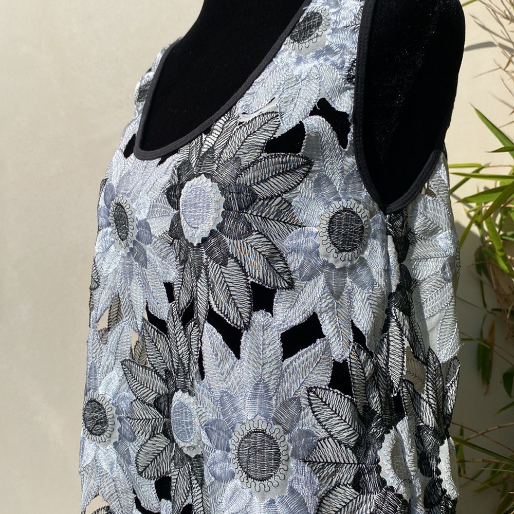 AGAIN Naked Mini Dress Sheer Lace Floral Size Small - Picture 8 of 8